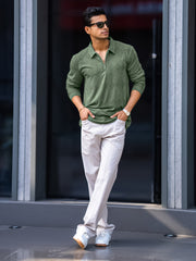 Rhombus Hunter Green Full Sleeve Polo T-Shirt