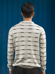 Glitchline Beige Full Sleeve Polo T-Shirt