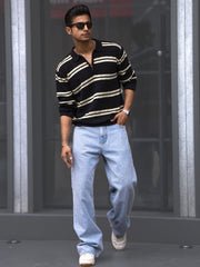 Sterling Black Full Sleeve Polo T-Shirt