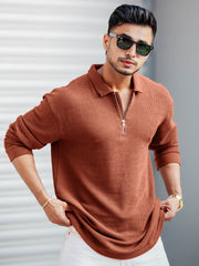 Umbrella Rust Full Sleeve Polo T-Shirt