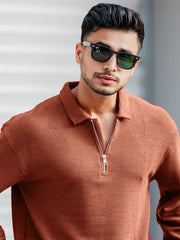 Umbrella Rust Full Sleeve Polo T-Shirt