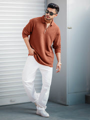 Umbrella Rust Full Sleeve Polo T-Shirt