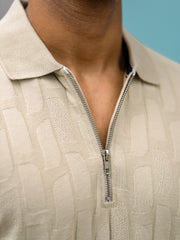 Stone Wave Biscuit Full Sleeve Polo T-Shirt