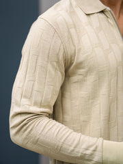 Stone Wave Biscuit Full Sleeve Polo T-Shirt