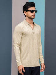 Stone Wave Biscuit Full Sleeve Polo T-Shirt