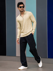 Stone Wave Biscuit Full Sleeve Polo T-Shirt