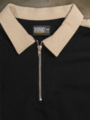 Sleeve CutPanel Black Full Sleeve Polo T-Shirt