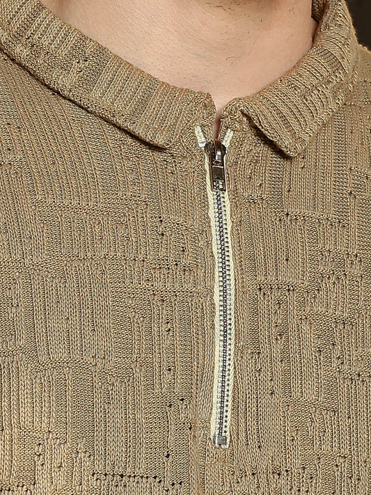 Hyper Mesh Dusty Green Full Sleeve Polo T-Shirt