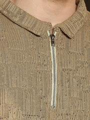 Hyper Mesh Dusty Green Full Sleeve Polo T-Shirt