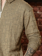 Hyper Mesh Dusty Green Full Sleeve Polo T-Shirt