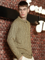 Hyper Mesh Dusty Green Full Sleeve Polo T-Shirt