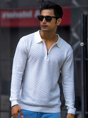 Imperial White Full Sleeve Polo T-Shirt