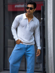 Imperial White Full Sleeve Polo T-Shirt