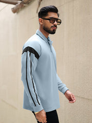 Sleeve Stripe Light Grey Full Sleeve Polo T-Shirt