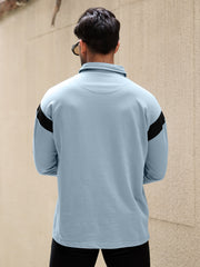 Sleeve Stripe Light Grey Full Sleeve Polo T-Shirt