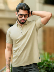 TwillTape Beige Core Half Sleeve Polo T-Shirt