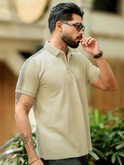 TwillTape Beige Core Half Sleeve Polo T-Shirt