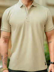 TwillTape Beige Core Half Sleeve Polo T-Shirt