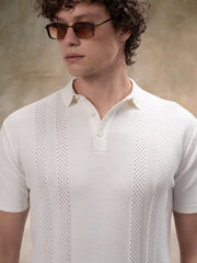 Snowpeak Half White Half Sleeve Polo T-Shirt