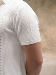 Snowpeak Half White Half Sleeve Polo T-Shirt