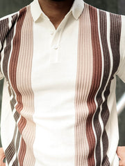 Zen Stripe Half White Half Sleeve Polo T-Shirt