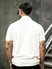 Zen Stripe Half White Half Sleeve Polo T-Shirt