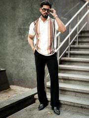 Zen Stripe Half White Half Sleeve Polo T-Shirt