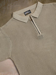 Resort Beige Flatknit Half Sleeve Polo T-Shirt