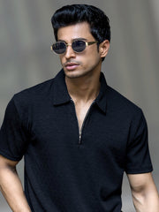Frank Black Half Sleeve Polo T-Shirt