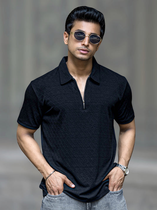 Frank Black Half Sleeve Polo T-Shirt