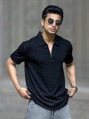 Frank Black Half Sleeve Polo T-Shirt