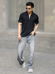 Frank Black Half Sleeve Polo T-Shirt
