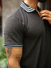 Midnight Black Half Slevee Polo T-Shirt