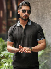 Midnight Black Half Slevee Polo T-Shirt