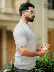 Frostknit Half White Half Sleeve Polo T-Shirt