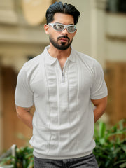 Frostknit Half White Half Sleeve Polo T-Shirt