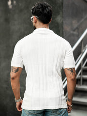 Flex Rib Half White Half Sleeve Polo T-Shirt