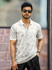 Burnout Spray Grey Half Sleeve Polo T-Shirt