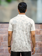 Burnout Spray Grey Half Sleeve Polo T-Shirt