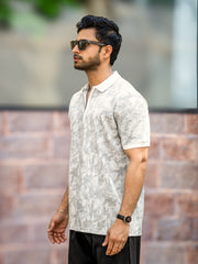 Burnout Spray Grey Half Sleeve Polo T-Shirt