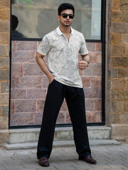 Burnout Spray Grey Half Sleeve Polo T-Shirt