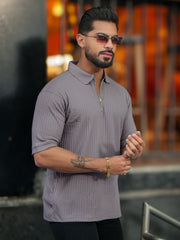 DropKnit Light Grey Polo Half Sleeve T-Shirt