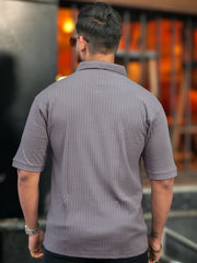 DropKnit Light Grey Polo Half Sleeve T-Shirt