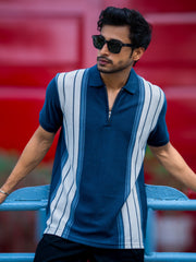 Knitridge Navy Half Sleeve Polo T-Shirt