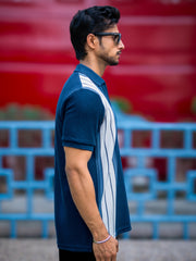 Knitridge Navy Half Sleeve Polo T-Shirt