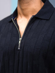 Stone Wave Black Half Sleeve Polo T-Shirt