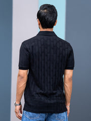 Stone Wave Black Half Sleeve Polo T-Shirt