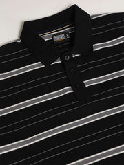 Neutral Stripe Black, Grey Half Sleeve Polo T-Shirt
