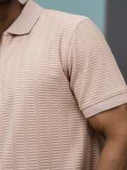Matrix Knit Butterscotch Half Sleeve Polo T-Shirt