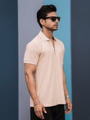Matrix Knit Butterscotch Half Sleeve Polo T-Shirt